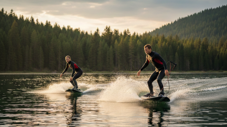 E-Surfboard Fahrer auf einem See in NRW – E-Foil Vermietung